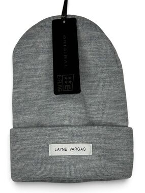 E-FLAG Layne Vargas Gray Solid Knit Beanie Hat Lightweight One Size Unisex NWT